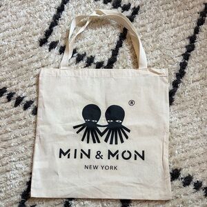 NWOT Min & Mon Cream Tote with Black Logo